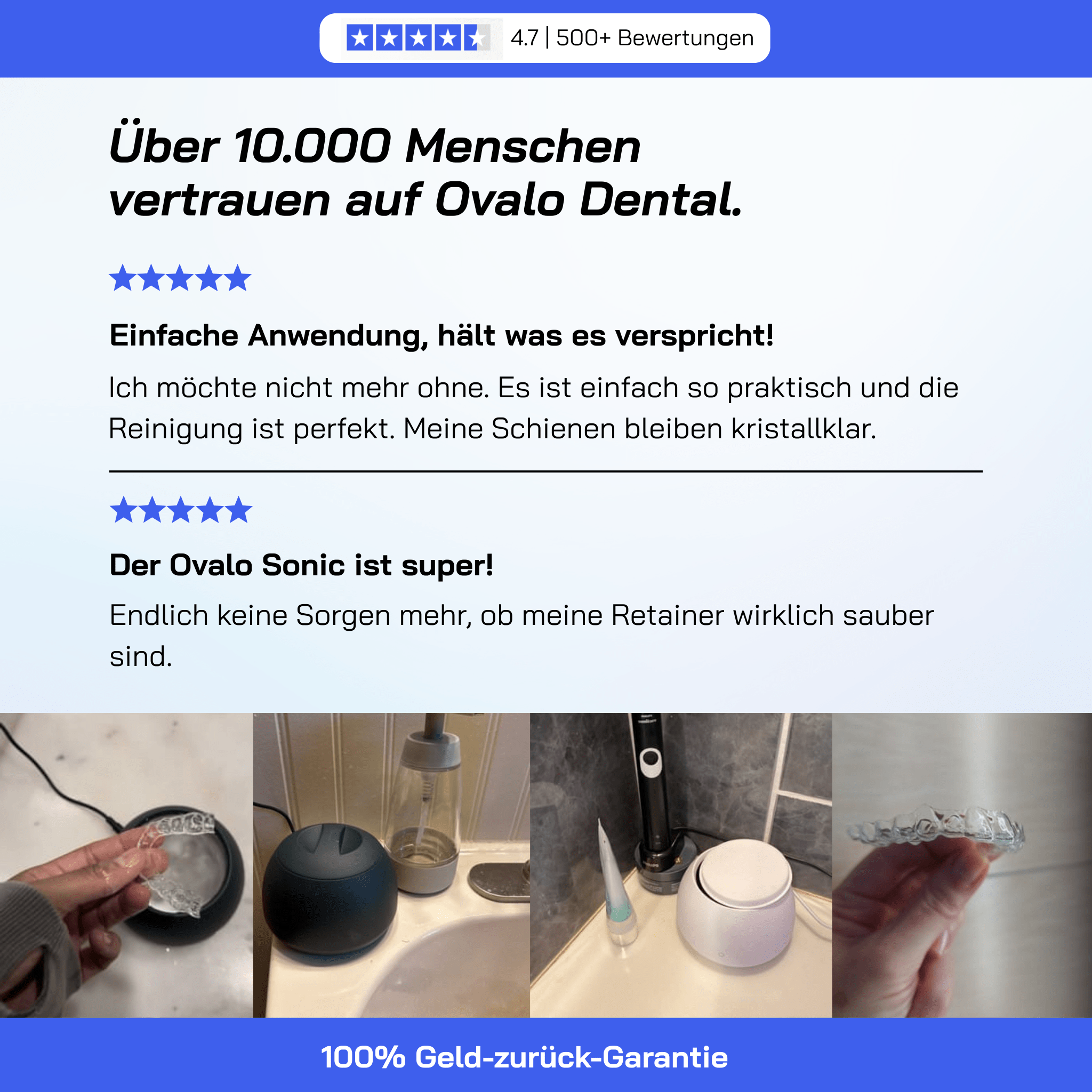 Ultraschallreiniger für hygienisch saubere Zahnschienen